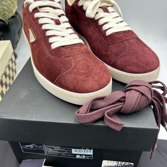 Men's Prada suede triangle logo low top sneakers size 11 US made in Italy - Picture 3 of 10